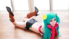 Woman cosplay vocaloid hatsune