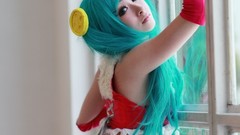 Woman cosplay vocaloid hatsune