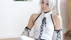 Woman cosplay vocaloid hatsune