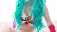 Woman cosplay vocaloid hatsune