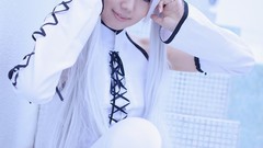 Woman cosplay vocaloid hatsune