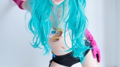 Woman cosplay vocaloid hatsune