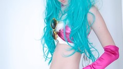 Woman cosplay vocaloid hatsune