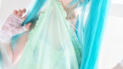 Woman cosplay vocaloid hatsune