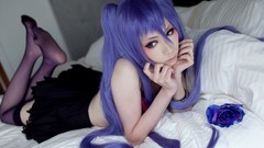 Woman cosplay vocaloid hatsune