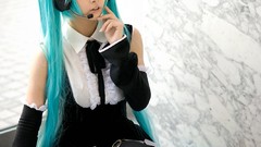 Woman cosplay vocaloid hatsune