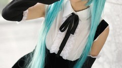 Woman cosplay vocaloid hatsune