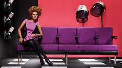 Woman couch purple