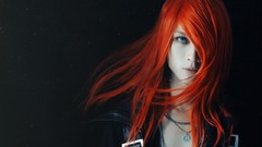 Woman crimson piercings redheads sin