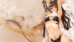 Woman cross navel bows tattoos long hair anime girls armpits 