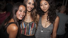 Woman crowd three party long hair