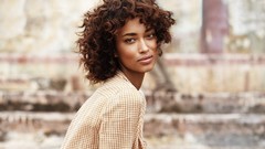 Woman curly hair black people