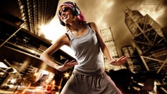 Woman dance headphones dancing sunglasses blondes dancers