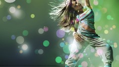 Woman dancing dots blondes