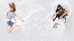 Woman dancing streets musicians