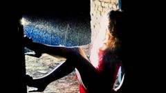 Woman dark rain shadows