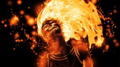 Woman dark yellow fire