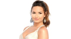 Woman demi lovato brunettes singers white dress