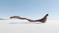 Woman deserts salt flats