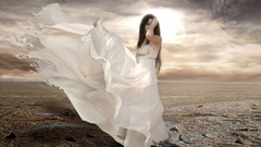 Woman deserts white dress