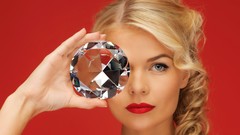 Woman Diamonds diamond red background