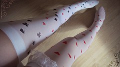 Woman Diamonds Hearts club legs stockings spade white stockings 