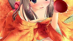 Woman Dogs Anime ears alcohol blush anime girls blue eyes 