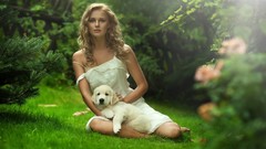 Woman Dogs blondes