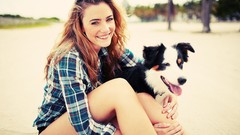 Woman Dogs legs smiling