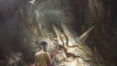 Woman Dragons black hair artwork dragon knight fantasy art 