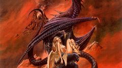 Woman Dragons fantasy art