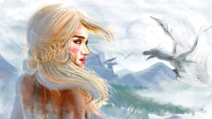 Woman Dragons game of thrones artwork Daenerys Targaryen 