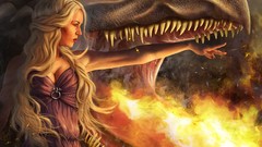 Woman Dragons game of thrones blondes long hair Daenerys 
