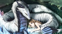 Woman Dragons horns anime girls fantasy art original characters