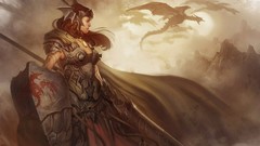 Woman Dragons lance fantasy art