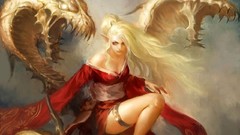Woman Dragons paintings elves blondes artwork fantasy art