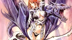 Woman Dragons Swords brunettes yamashita shunya