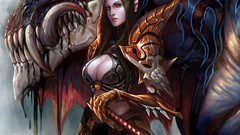 Woman Dragons teeth elves armor Warriors Swords chains 