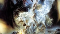 Woman Dragons unicorns fantasy art Boris Vallejo