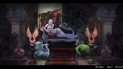 Woman Dragons white hair sitting game of thrones emilia clarke 