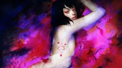 Woman drawings brunettes