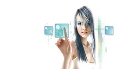 Woman drawings futuristic