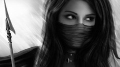 Woman drawings grayscale