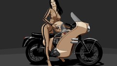 Woman drawings motorbikes