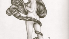 Woman drawings nude