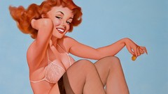 Woman drawings redheads artwork pinups