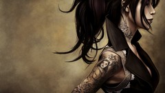 Woman drawings tattoos brunettes artwork
