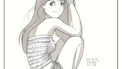 Woman drawings white background