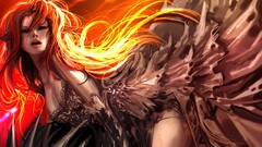 Woman dress artwork fantasy art long ears genki-de