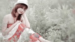 Woman dress asians brunettes girls in nature